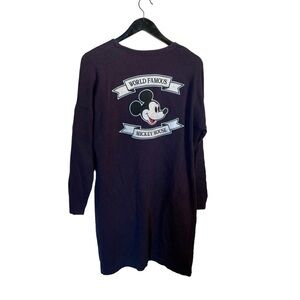 Disney Apparel X Moussy Navy Blue Mickey Mouse Emblem Vintage Duster Cardigan